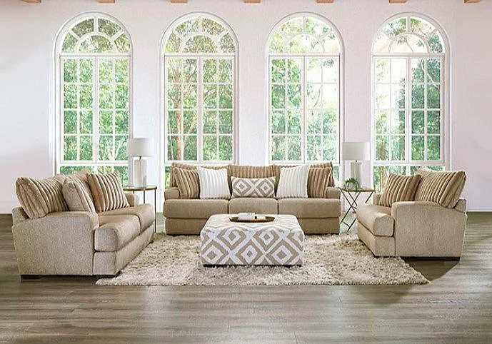 Furniture of America Loughlin 2pc Living Room Set in Light Brown