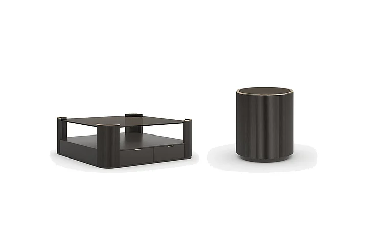 Caracole Love 2pc Occasional Living Room Set in Dark Chocolate