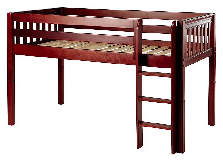 Maxtrix Bare Bone Low Loft (Low/Low) Slat Bedroom Set in Chestnut