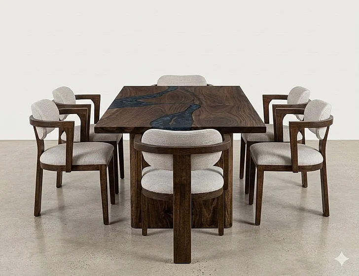 IFD Zaphiro 7pc Rectangular Dining Set in Brown