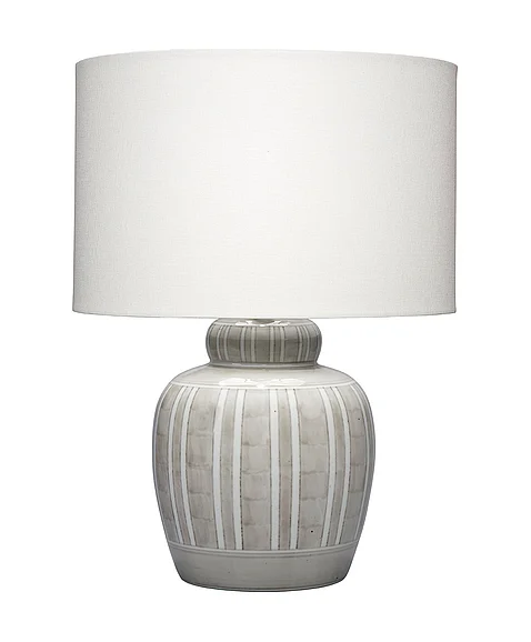 Jamie Young Jamie Young Arthur Ceramic Table Lamp with Linen Shade, Grey LS9ARTHURGR
