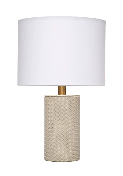 Jamie Young Jamie Young Roman Leather Table Lamp with Linen Shade, Grey LS9ROMANTLGR