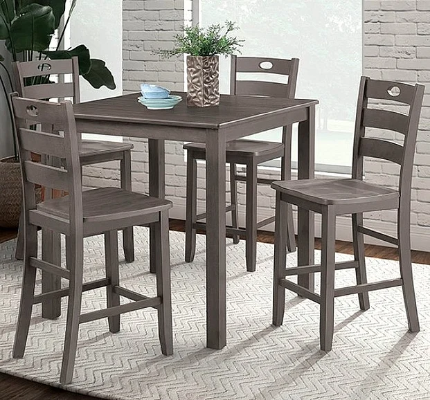 Furniture of America Lubbock 5pc Counter Height Table Set in Gray FM3419GY-PT-5PK