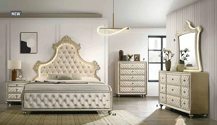 ACME Lucienne 4pc Panel Bedroom Set in Beige