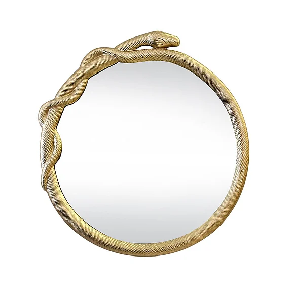 Worlds Away Entangled Snake Frame Round Mirror in Gold LUCIUS