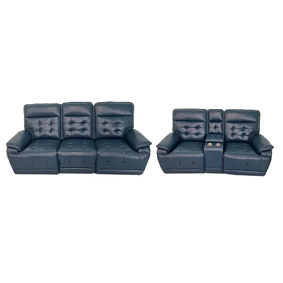 Powell Furniture Luka Manual 2pc Living Room Set in Blue