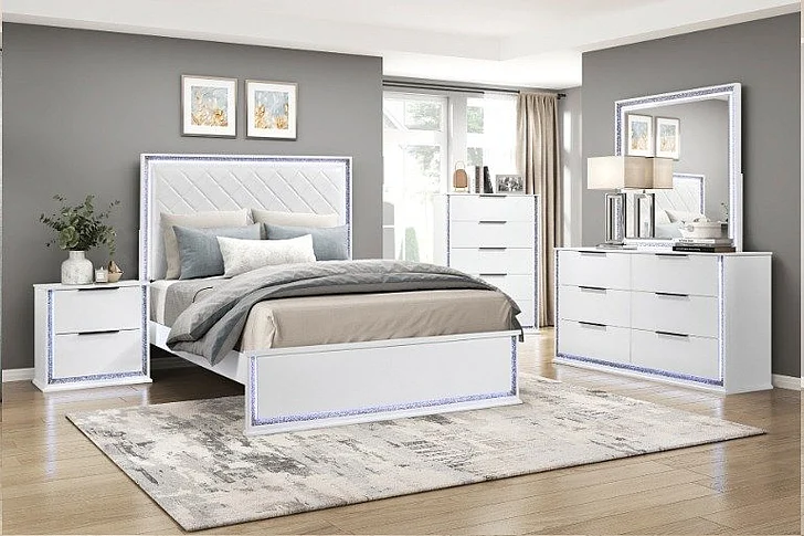 Homelegance Lumin 2pc Upholstered Bedroom Set in White