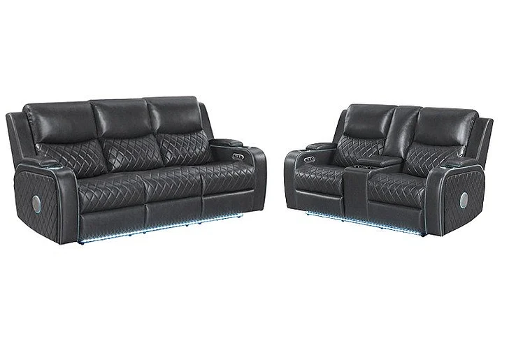 Steve Silver Luna 2pc Power Living Room Set in Charcoal