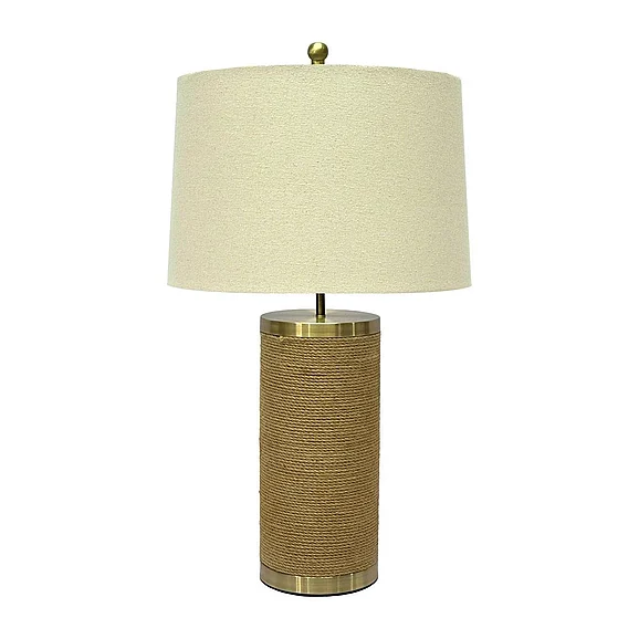 Lux Lighting (Lineage) Catalina 25" Rope Table Lamp (Set of 2) Natural and Gold LUX-161-NAT