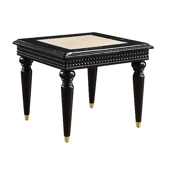 ACME Tayden End Table with Marble Top in Black LV01159
