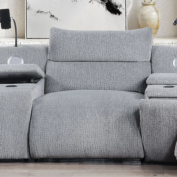 ACME Fullar Modular Power Motion Armless Recliner in Light Gray Chenille LV03312
