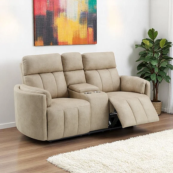 ACME Elison Motion Loveseat w/Console in Dark Beige Polish Microfiber LV05401