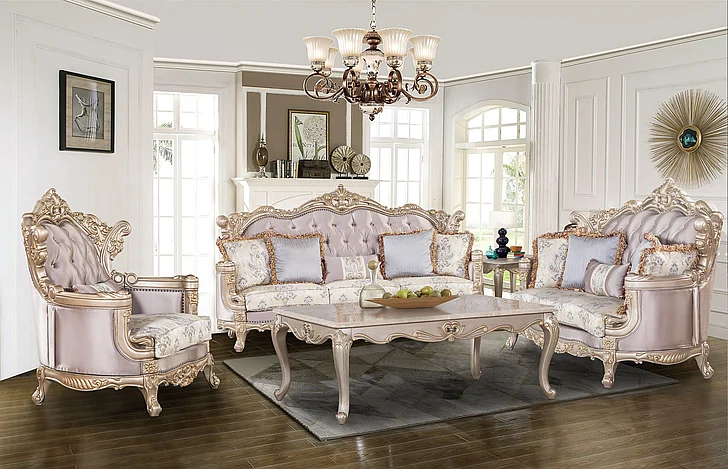 Cosmos Camilla Silver Sofa and Loveseat Set in Silver CAMILLA SILVER-SL