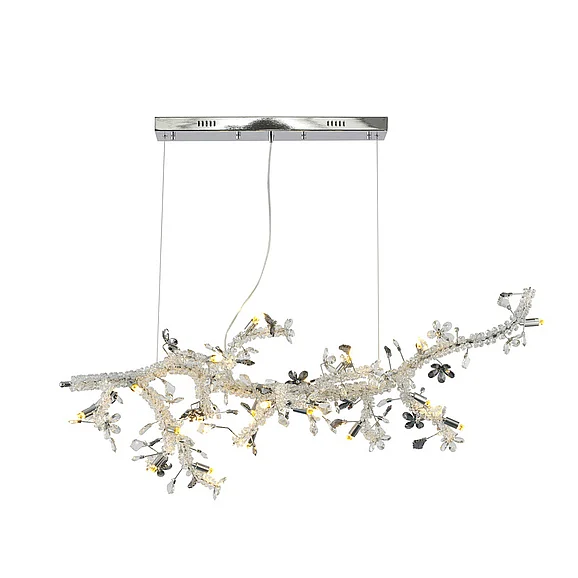 Bethel Clear and Smoke Crystal Branch Chandelier & Flower Accents LX9905-G9
