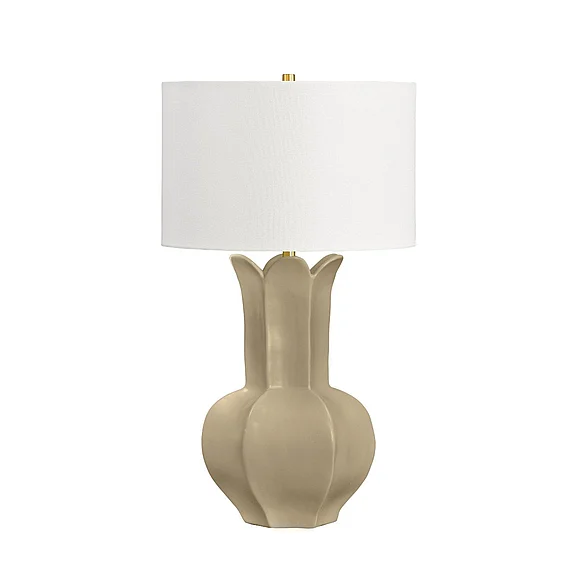 Worlds Away Floral Ceramic Table Lamp in White Glaze LYLA BG