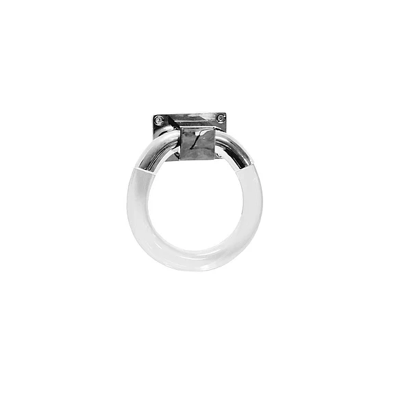 Worlds Away Lyra Large Acrylic Ring Hardware in Nickel LYRA HN