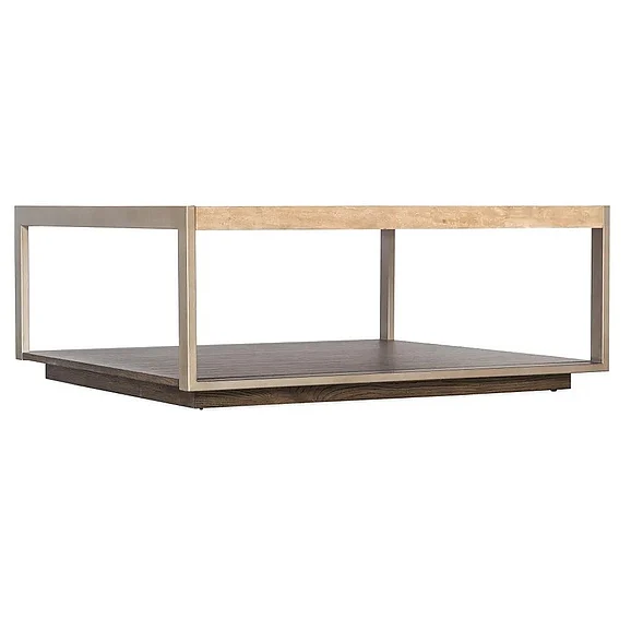 Hooker Furniture Hammon Travertine/Metal Square Coffee Table in Oak M11-80110-00 CLOSEOUT