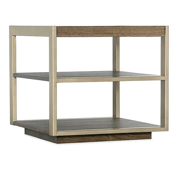 Hooker Furniture Hammon Wood/Metal Square Side Table in Oak M11-80113-89 CLOSEOUT