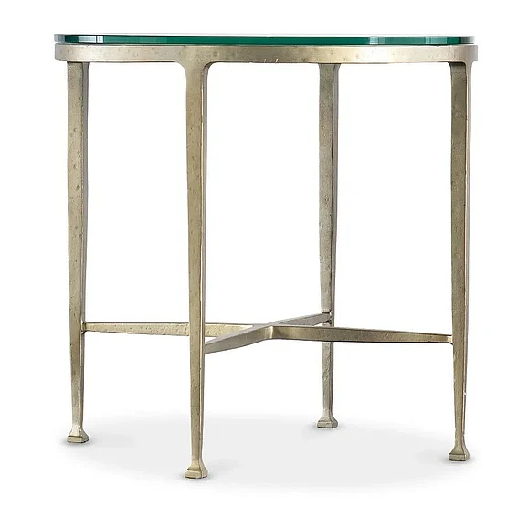 Hooker Furniture Cora Glass Top Round Side Table in Champagne M14-80113-95 CLOSEOUT
