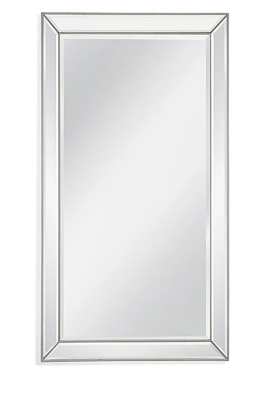 Bassett Mirror Ashley Floor Mirror in Shiny White/Sil M4250B