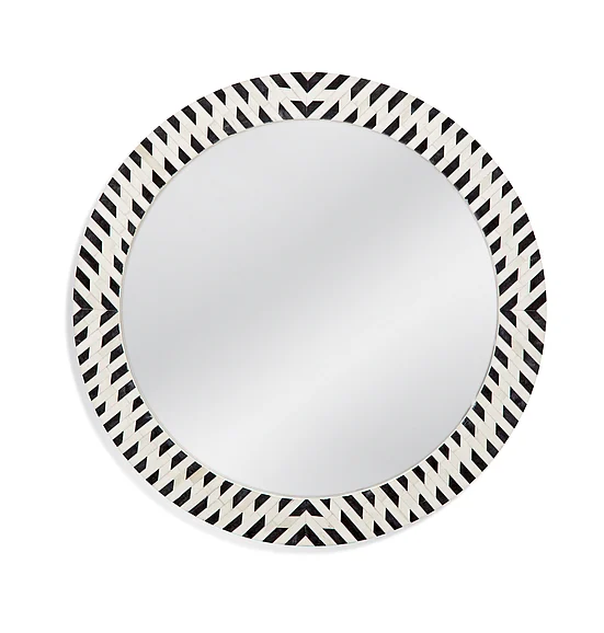 Bassett Mirror Joey Wall Mirror in Blue/White M4855
