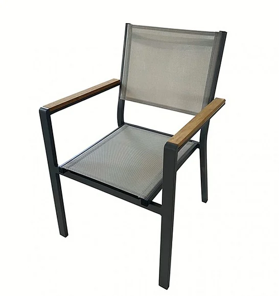 Furniture of America Mackay Chair in Gun Metal/Natural Teak GM-2005