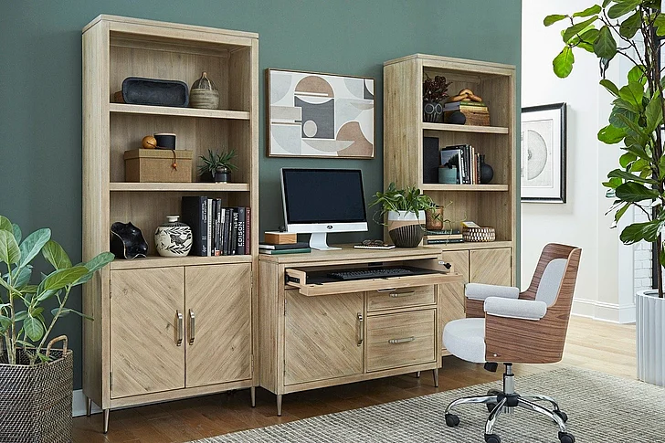 Aspenhome Maddox 3pc Workstation Wall in Biscotti