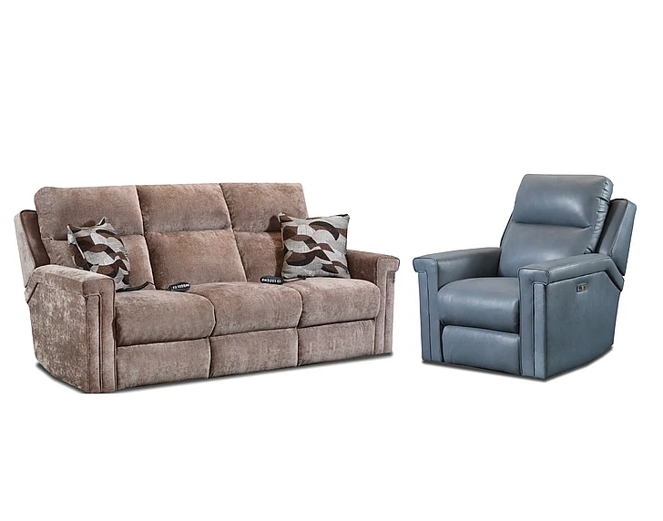 Southern Motion Madison Zero Gravity Power Headrest Reclining 2pc Living Room Set with SoCozi Massage in Mink