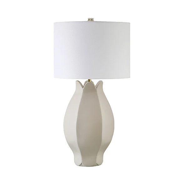 Worlds Away Organic Floral Inspired Ceramic Table Lamp in Beige Glaze MAE BG