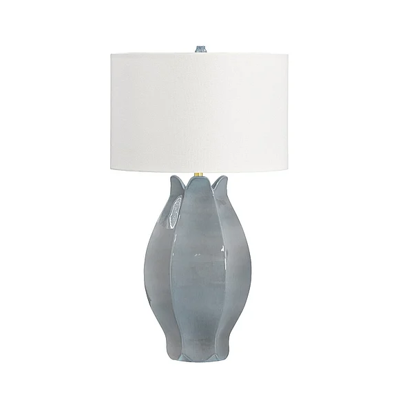 Worlds Away Organic Floral Ceramic Table Lamp in Gray Blue Glaze MAE GRYBL
