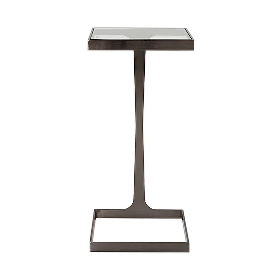 Worlds Away Maisel Glass Top Square Cigar Table in Gunmetal MAISEL GM CLOSEOUT