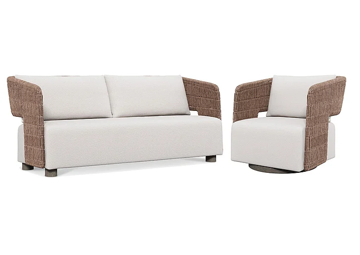 Bernhardt Exteriors Maldives Outdoor 2pc Living Room Set in White/Cream