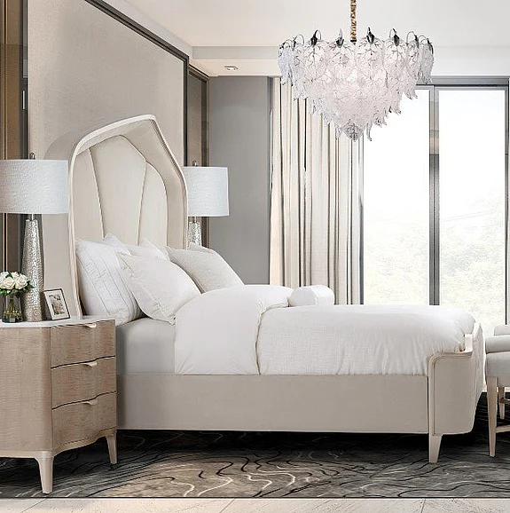 AICO Malibu Crest 2pc Curved Panel Bed in Chardonnay