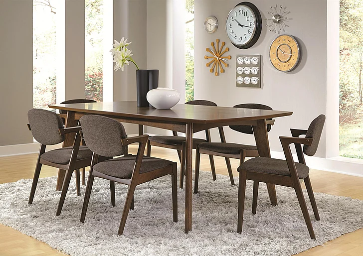 Coaster Malone Mid-century 7-Piece Dining Room Set in Dark Walnut