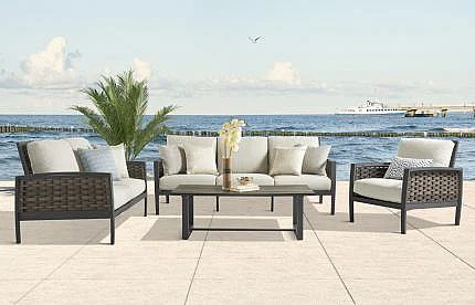 South Sea Outdoor Manhattan 2pc Living Room Set in Charcoal