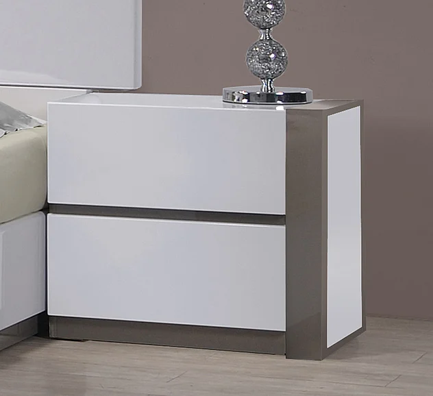Chintaly Manila Right 2 Drawer Night Stand in Gloss White/Grey MANILA-NS-R