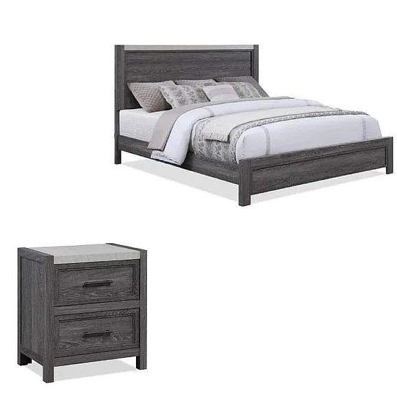 Massa Gallery Mara 2pc Panel Bedroom Set in Gray