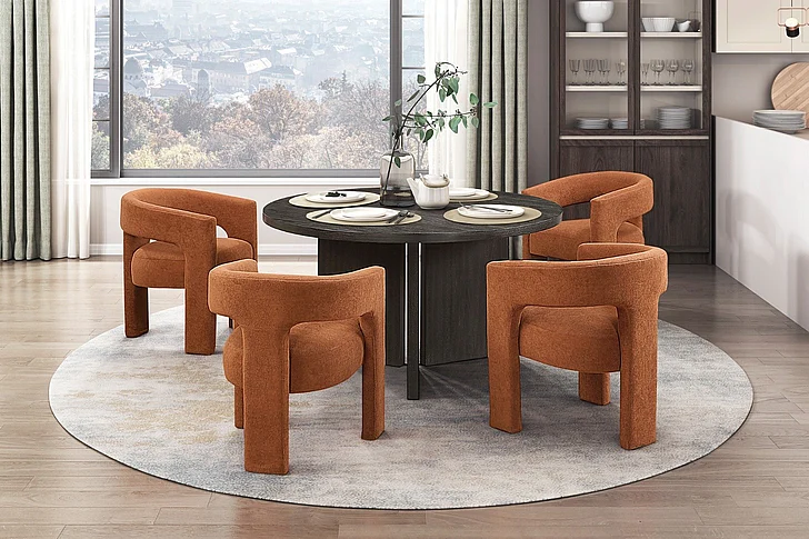 Homelegance Marais 5pc Round Dining Table Set in Ebony/Light Gray