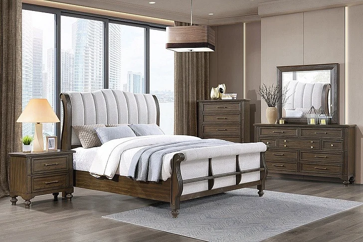 Cosmos Marina Dark Walnut 2pc Bedroom Set in Cherry