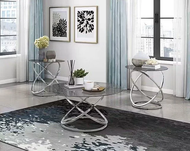 Homelegance Marion 3-Piece Pack Occasional Set in Chrome 3707-31