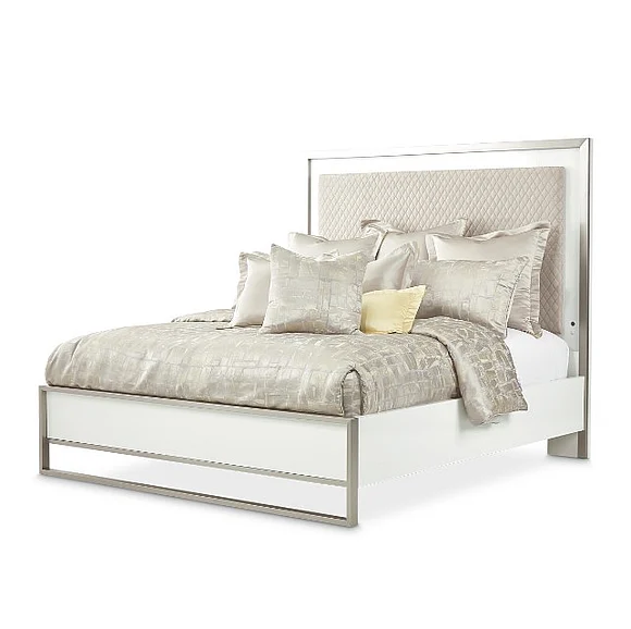 AICO Marquee Queen Panel Bed in Cloud White KI-MRQEQN-108