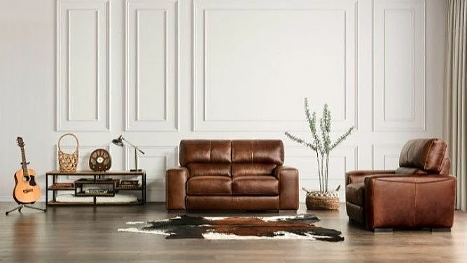 Furniture of America Marsicano 2pc Living Room Set in Cognac