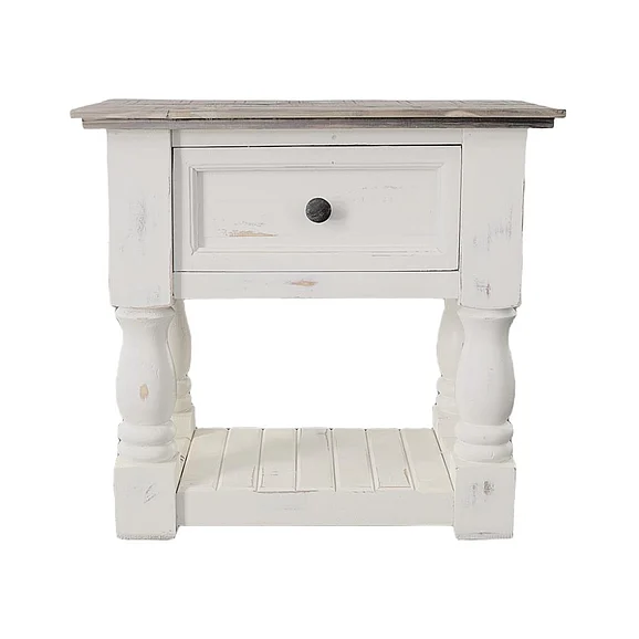 Split Nickel Martha Nightstand MIC-MAR-NS Nero White Granite Top | M158