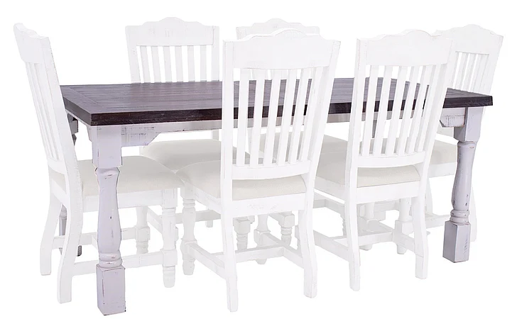 Split Nickel Martha Dining Table MIC-MAR-DT Nero White Ashe Top | M251