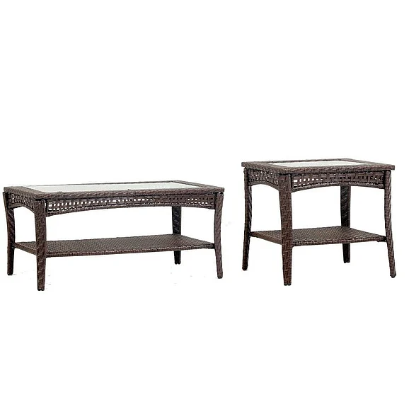 South Sea Outdoor Martinique 2pc Occasional Living Room Set in Spice Island Frame