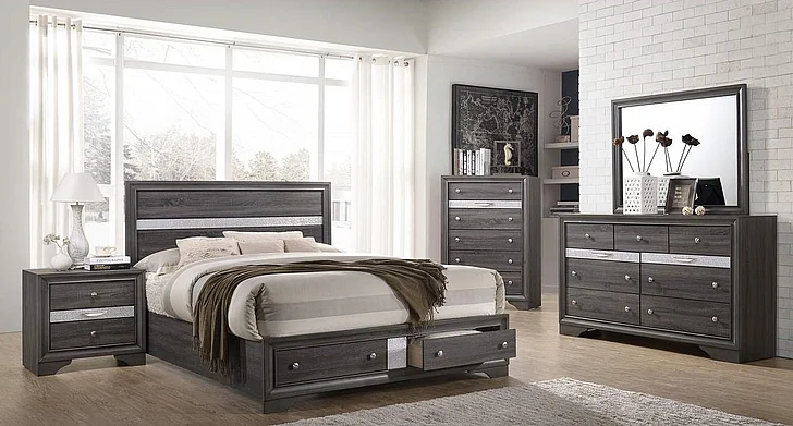 Galaxy Home Matrix 2pc Bedroom Set in Gray