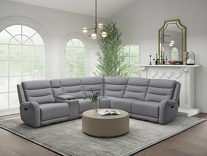 Furniture of America Matthias Motion Sectional Set in Gray CM9987GY-M-SECT