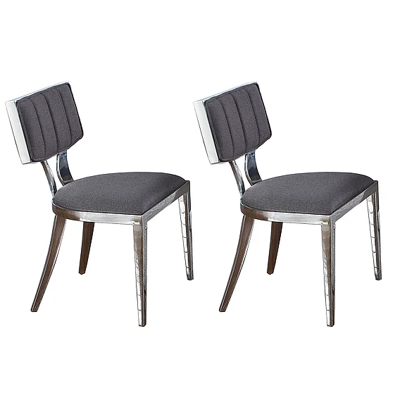 Chintaly Mavis Floating Back Side Chair in Textured Gray MAVIS-SC-GRY-POL (Set of 2)