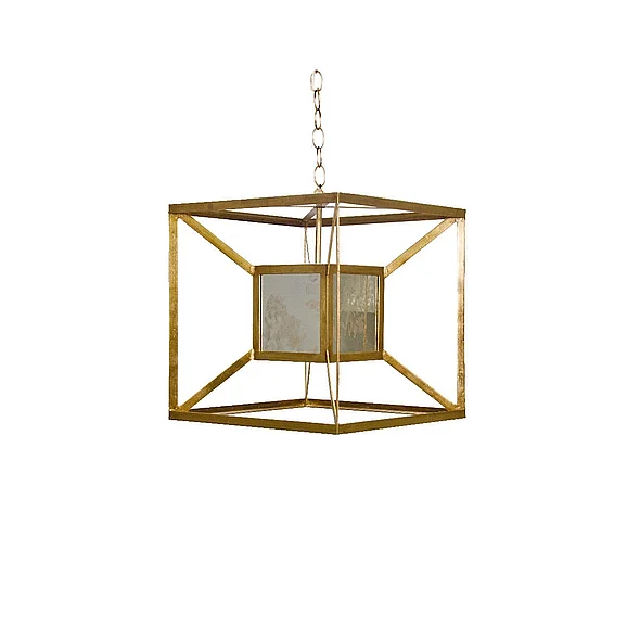 Worlds Away Maxwell Gold Leafed Iron Box Chandelier Pendant MAXWELL AMG