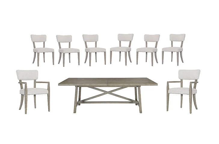 Bernhardt Albion 9pc Dining Set in Pewter - SET A